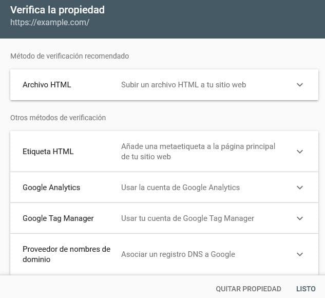 search console verificar propiedad ejemplo